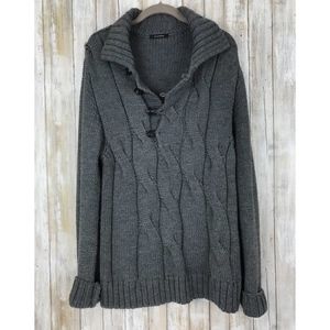 GAZZARRINI 1/4 Button Sweater SZ XL Gray Wool Knit